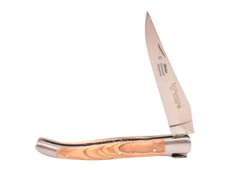 Laguiole en Aubrac 12cm olijfhout - platines guillochées - mat