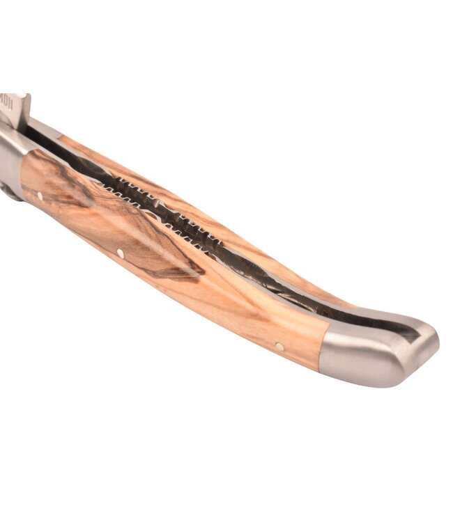 Laguiole en Aubrac 12cm olijfhout - platines guillochées - mat