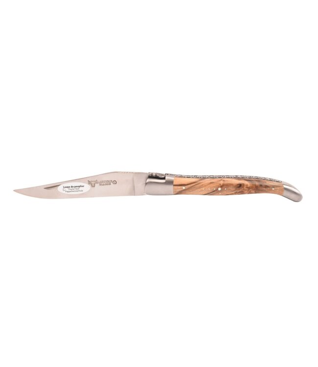 Laguiole en Aubrac 12cm populierenwortelknol - platines guillochées - mat