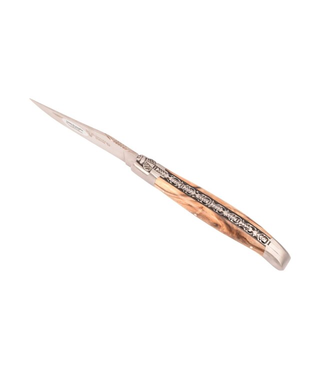 Laguiole en Aubrac 12cm populierenwortelknol - platines guillochées - mat