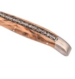 Laguiole en Aubrac 12cm loupe de peuplier - platines guillochées - mat