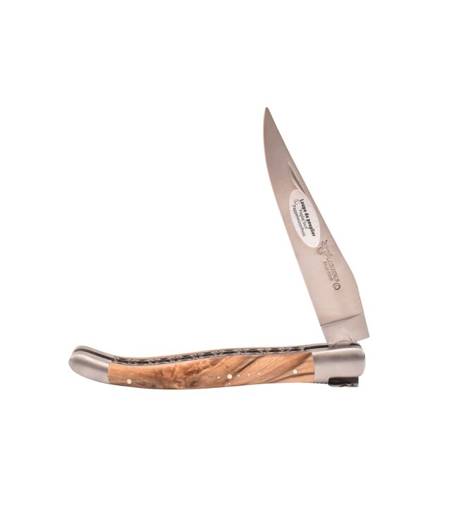 Laguiole en Aubrac 12cm loupe de peuplier - platines guillochées - mat