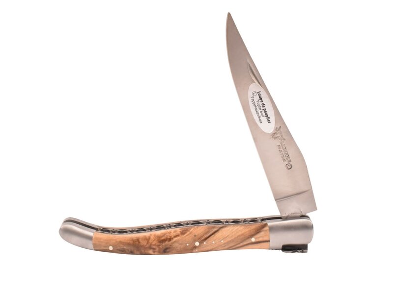 Laguiole en Aubrac 12cm loupe de peuplier - platines guillochées - mat