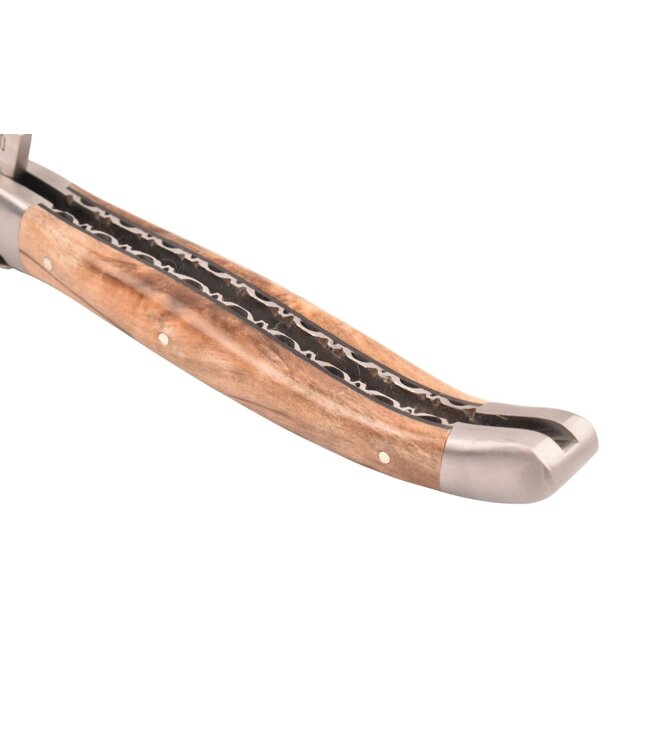 Laguiole en Aubrac 12cm populierenwortelknol - platines guillochées - mat