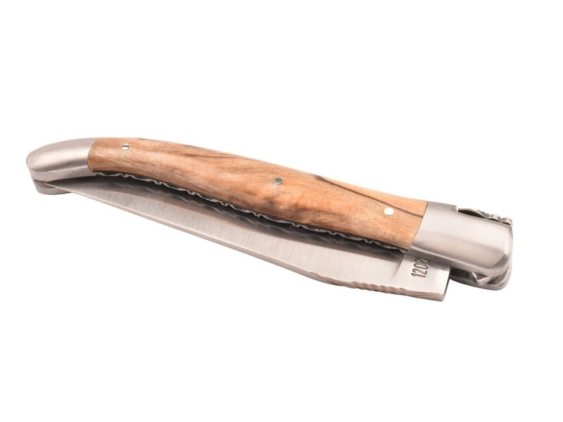 Laguiole en Aubrac 12cm loupe de peuplier - platines guillochées - mat