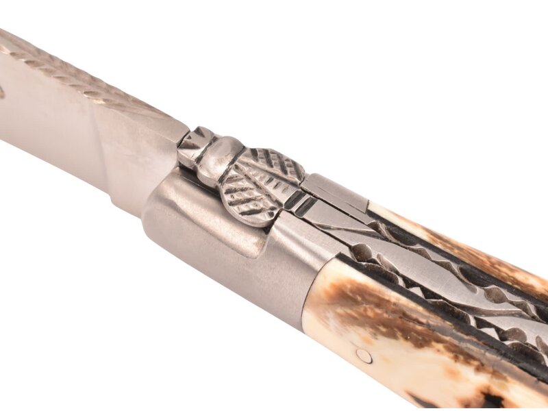 Laguiole en Aubrac 12cm ivoire de mammouth - platines guillochées - mat