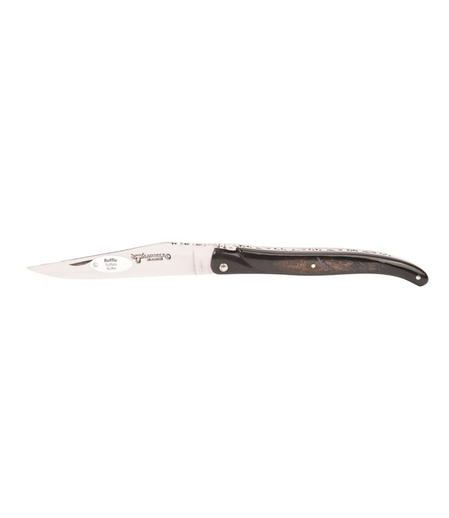 Laguiole en Aubrac 12 cm buffelhoorn korst - plein manche - glanzend