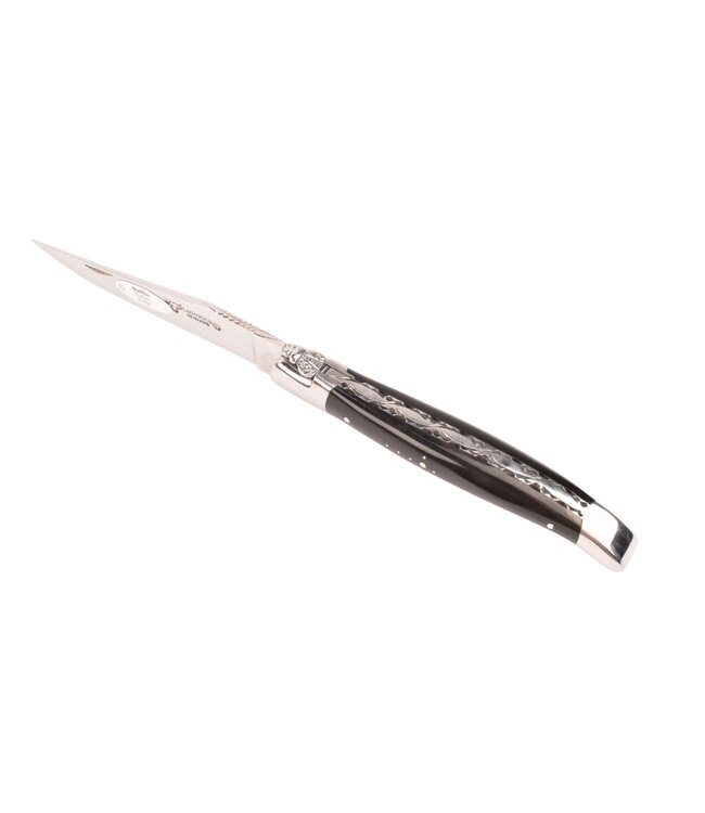 Laguiole en Aubrac 12cm buffelhoorn - platines guillochées - glanzend