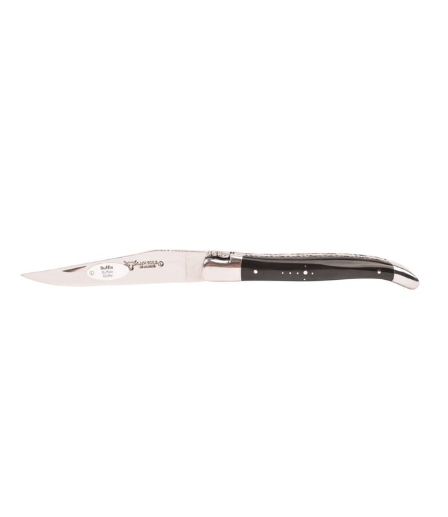 Laguiole en Aubrac 12cm buffelhoorn - platines guillochées - glanzend