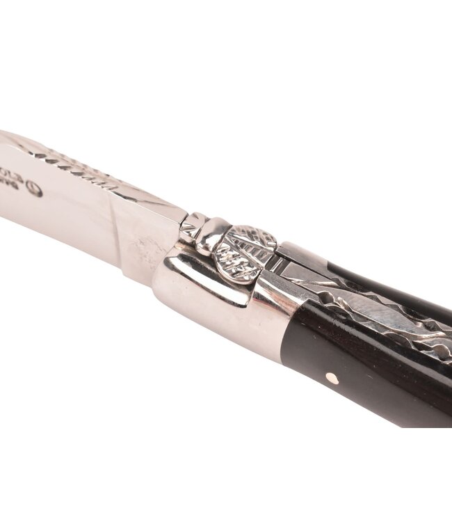 Laguiole en Aubrac 12cm buffel - platines guillochées - glanzend