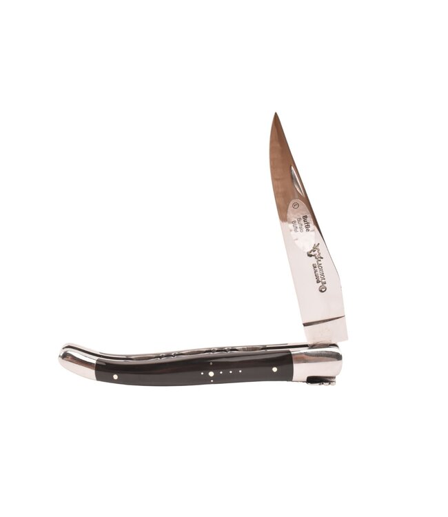 Laguiole en Aubrac 12cm buffelhoorn - platines guillochées - glanzend