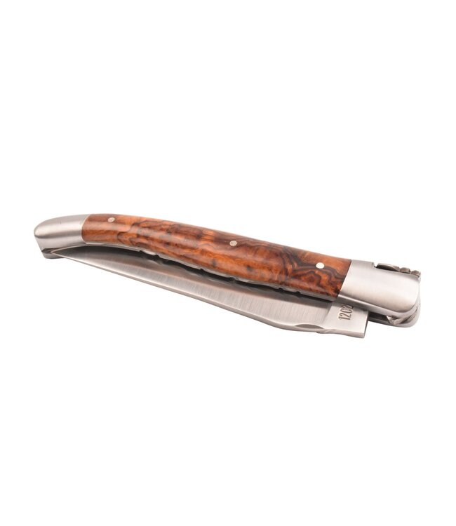 Laguiole en Aubrac 12cm loupe bois de fer - platines guillochées - mat