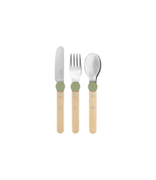 Opinel Le Petit Gourmet - bestek voor kinderen - olijfgroen