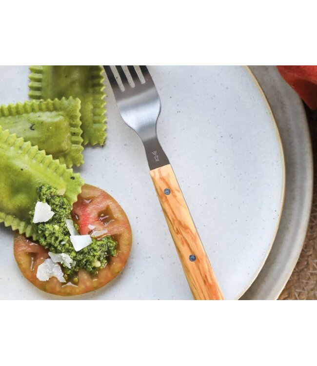 Opinel Set La table au soleil! - 4 messen en 4 vorken in olijfhout