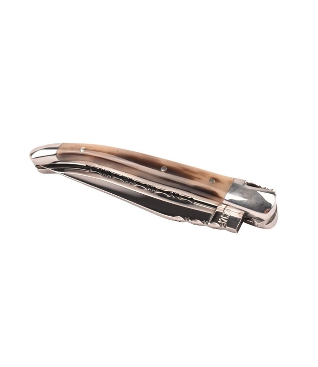 Laguiole en Aubrac 10cm pointe de corne - platines guillochées - glanzend