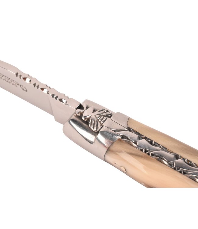 Laguiole en Aubrac 10cm pointe de corne - platines guillochées - glanzend