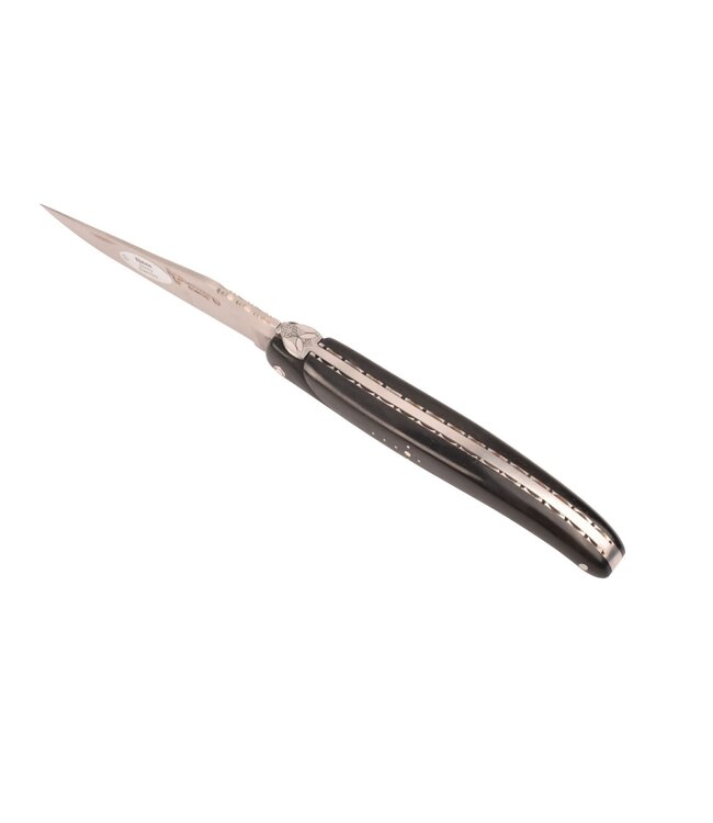 Laguiole en Aubrac 12cm ebbenhout - speciale bij - platines guillochées - plein manche