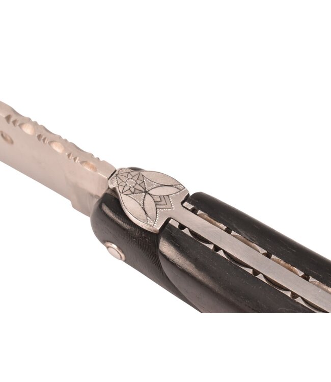 Laguiole en Aubrac 12cm ebbenhout - speciale bij - platines guillochées - plein manche