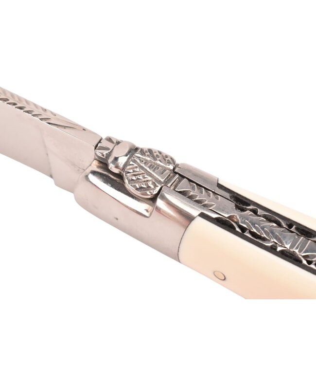 Laguiole en Aubrac 12cm ivoire de mammouth - platines guillochées - glanzend