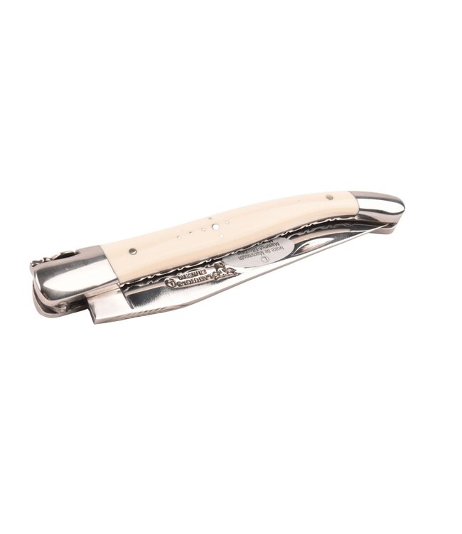 Laguiole en Aubrac 12cm mammoetivoor - platines guillochées - glanzend