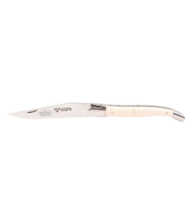 Laguiole en Aubrac 12cm mammoetivoor - platines guillochées - glanzend