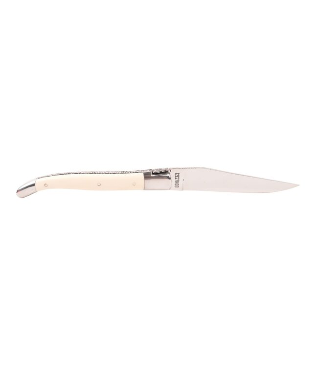 Laguiole en Aubrac 12cm mammoetivoor - platines guillochées - glanzend