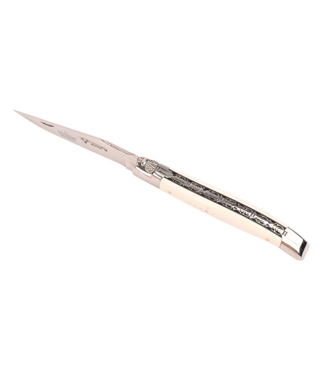 Laguiole en Aubrac 12cm mammoetivoor - platines guillochées - glanzend
