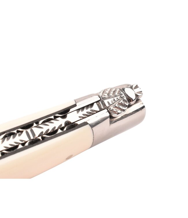 Laguiole en Aubrac 12cm ivoire de mammouth - platines guillochées - glanzend