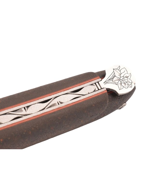 Laguiole en Aubrac 12cm Jonquille Terre d'Aubrac - narcis bij - rode plaatjes - plein manche