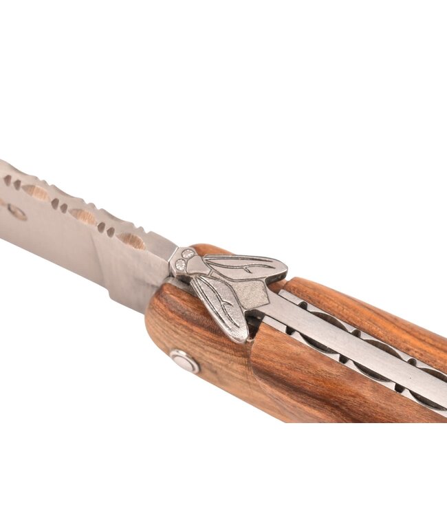 Laguiole en Aubrac 12cm pistache - pastourelle bij - platines guillochées - plein manche - mat