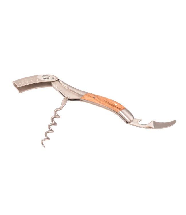 Laguiole en Aubrac kurkentrekker met heft in olijfhout - platines guillochées - mat