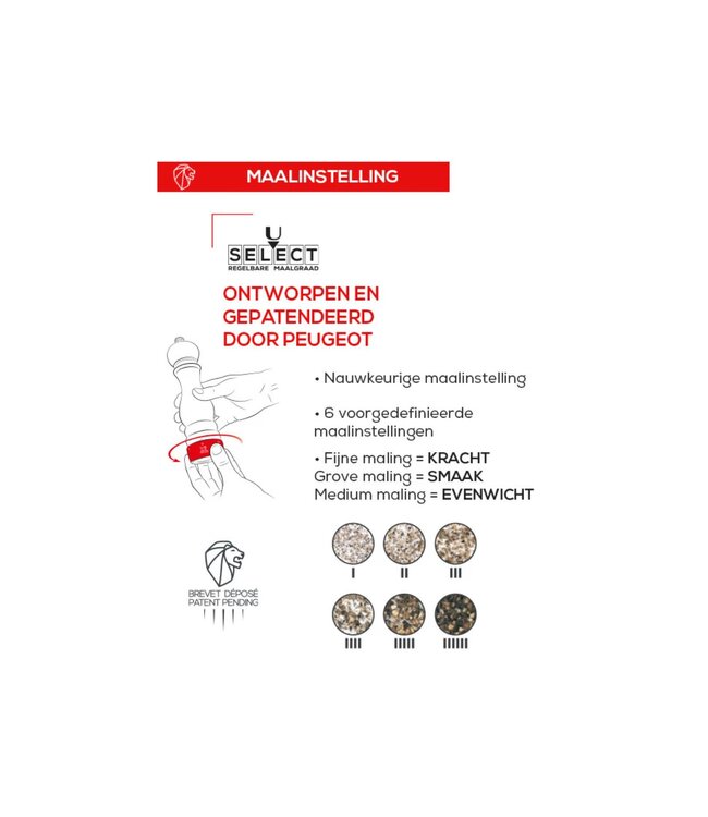 peugeot pepermolen hout rood - 30cm