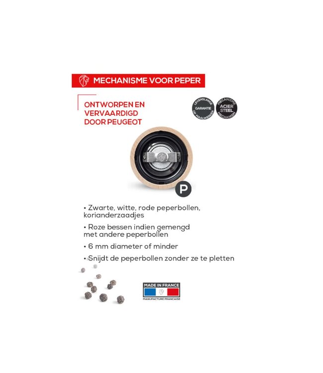 peugeot pepermolen hout rood - 30cm