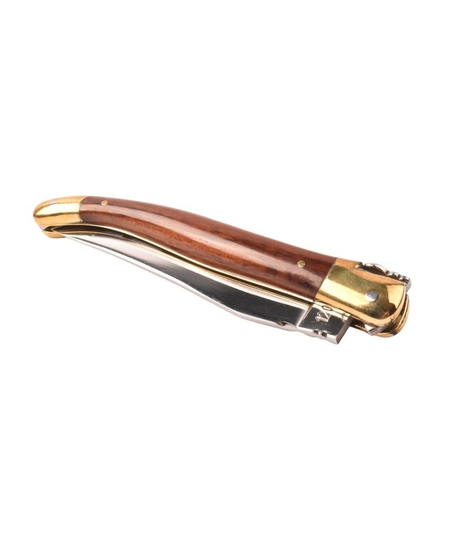 Laguiole en Aubrac zoldervondst 12cm marqueterie hond - glanzende messing eindstukken