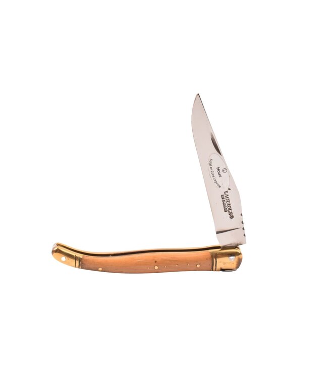 Laguiole en Aubrac zoldervondst 12cm houx - glanzende messing eindstukken