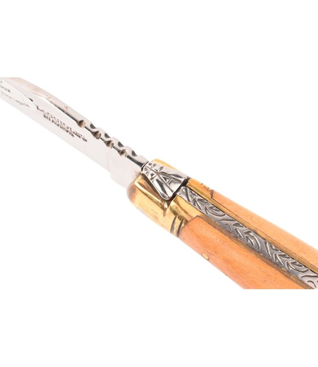 Laguiole en Aubrac zoldervondst 12cm houx - glanzende messing eindstukken