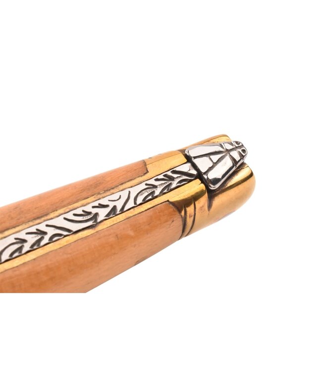 Laguiole en Aubrac zoldervondst 12cm houx - glanzende messing eindstukken