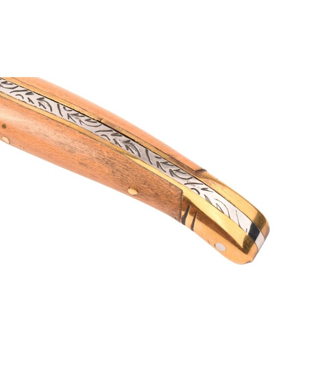 Laguiole en Aubrac zoldervondst 12cm houx - glanzende messing eindstukken