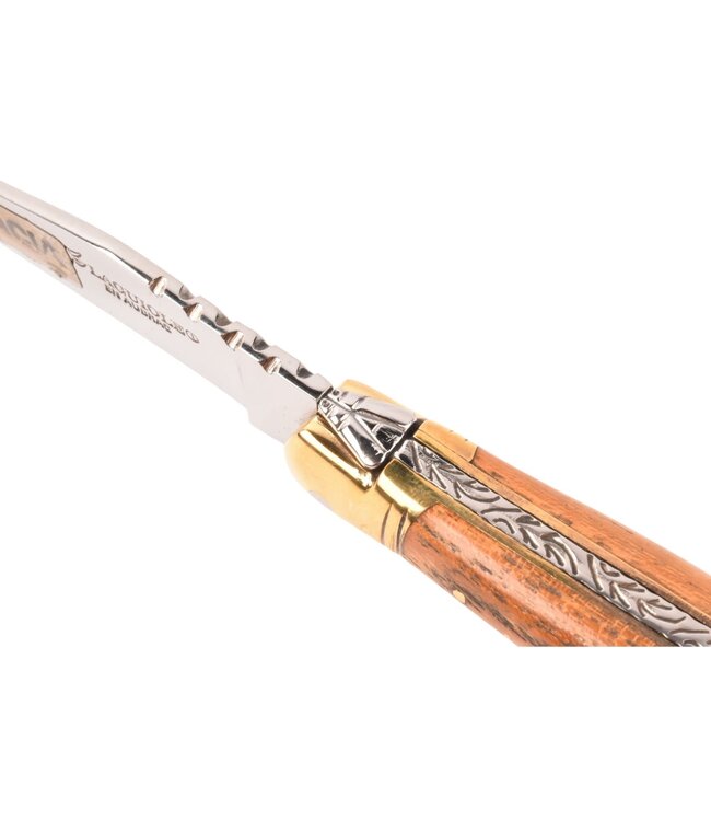 Laguiole en Aubrac zoldervondst 12cm acacia - glanzende messing eindstukken