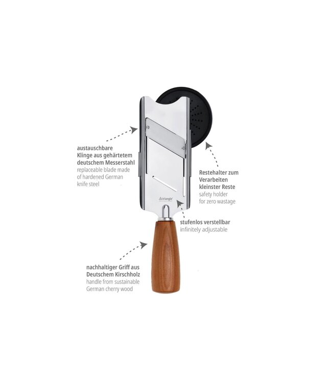 Triangle truffelschaaf met heft in walnotenhout