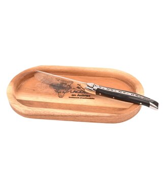 Laguiole en Aubrac set van botermes in ebbenhout en boterplankje in acacia