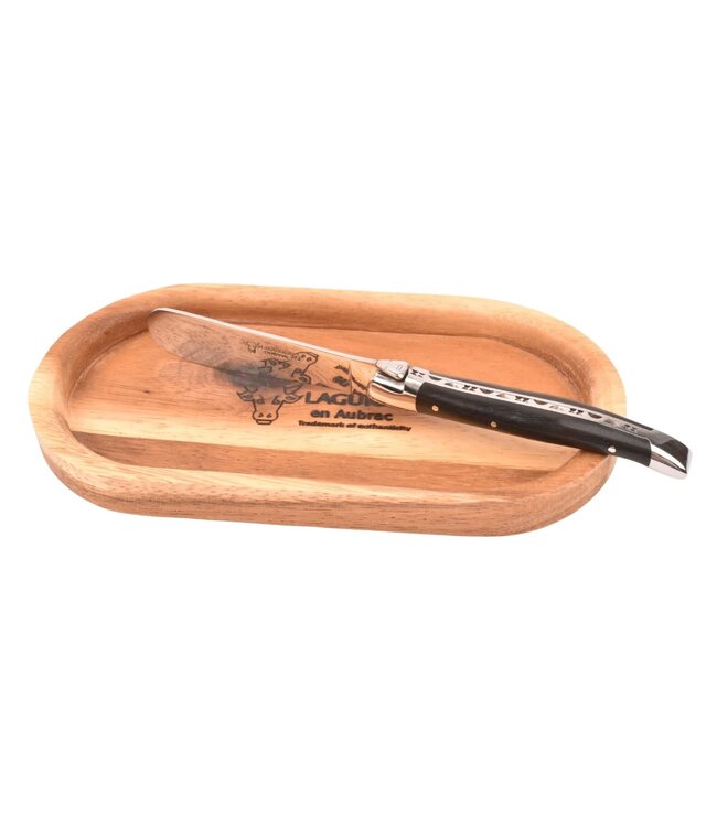 Laguiole en Aubrac set van botermes in ebbenhout en boterplankje in acacia