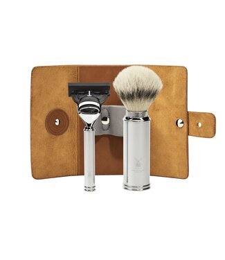Muhle reisscheerset met silvertip fibre reisscheerkwast en Gillette® Fusion5™ scheerapparaat