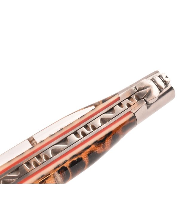 Laguiole en Aubrac 12cm acryl met luipaard - rode plaatjes - mat