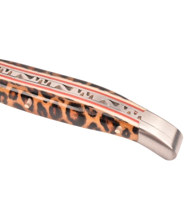 Laguiole en Aubrac 12cm acryl met luipaard - rode plaatjes - mat