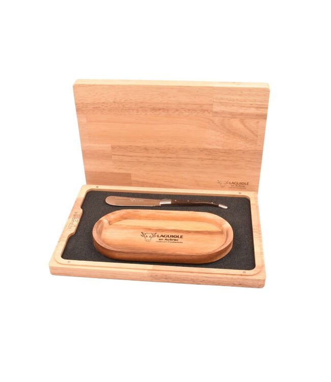 Laguiole en Aubrac set van botermes in wenge en boterplankje in acacia