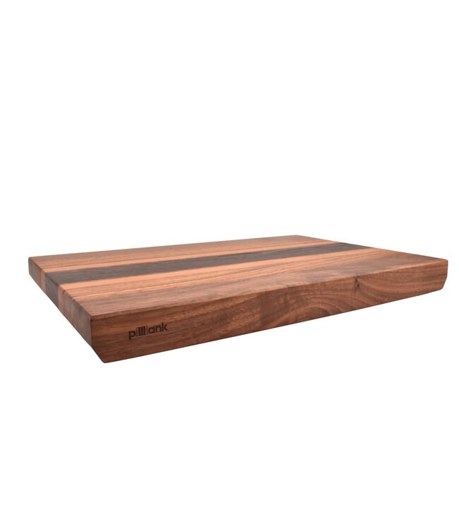 Plllank unieke langshouten snijplank in zebrano, wengé, notelaar en kers (#235) - medium (± 50 x 35 cm)