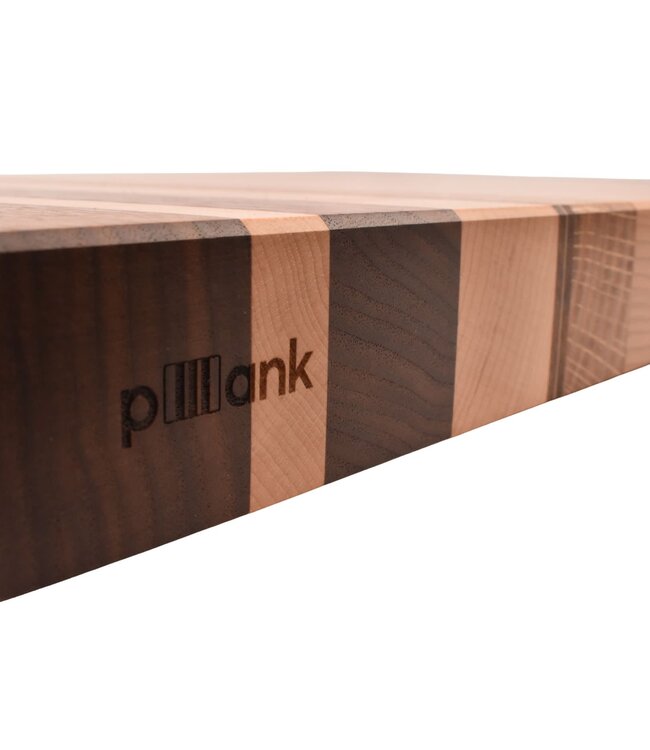 Plllank unieke langshouten snijplank in beuk en notelaar (#173) - medium (± 50 x 35 cm)