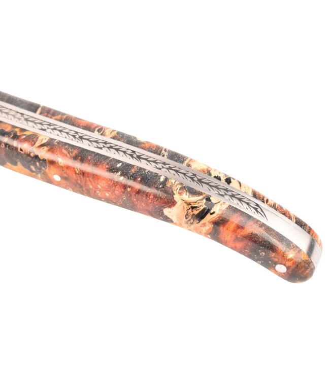 Laguiole en Aubrac 12cm vlierbes wortel - bij in bladmotief - plein manche - mat