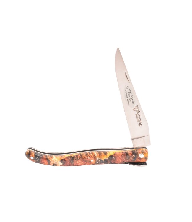 Laguiole en Aubrac 12cm vlierbes wortel - bij in bladmotief - plein manche - mat